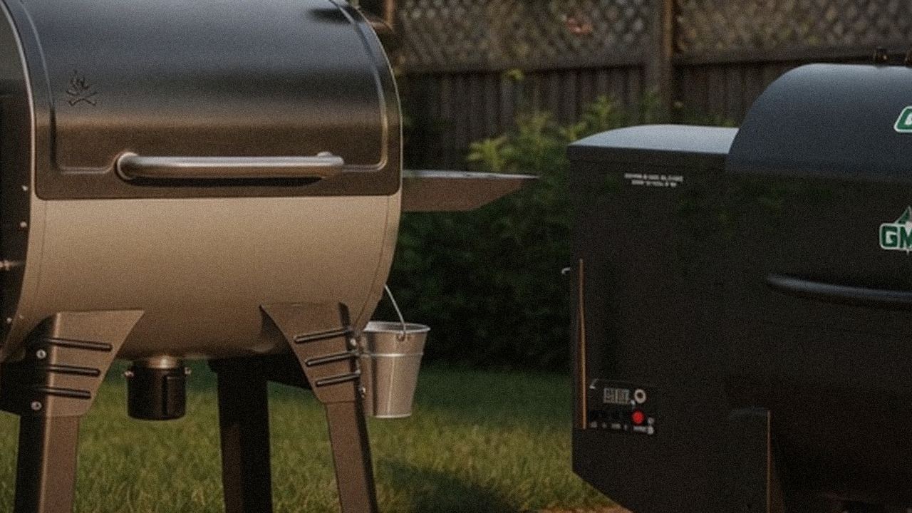 Close comparison of the Camp Chef Woodwind WiFi 24 controller next to the Green Mountain Grills Trek controller