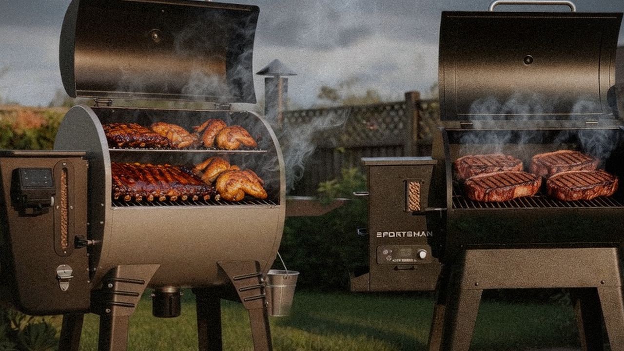 Searing and grate view: Camp Chef Woodwind WiFi 24 next to Pit Boss Navigator 850