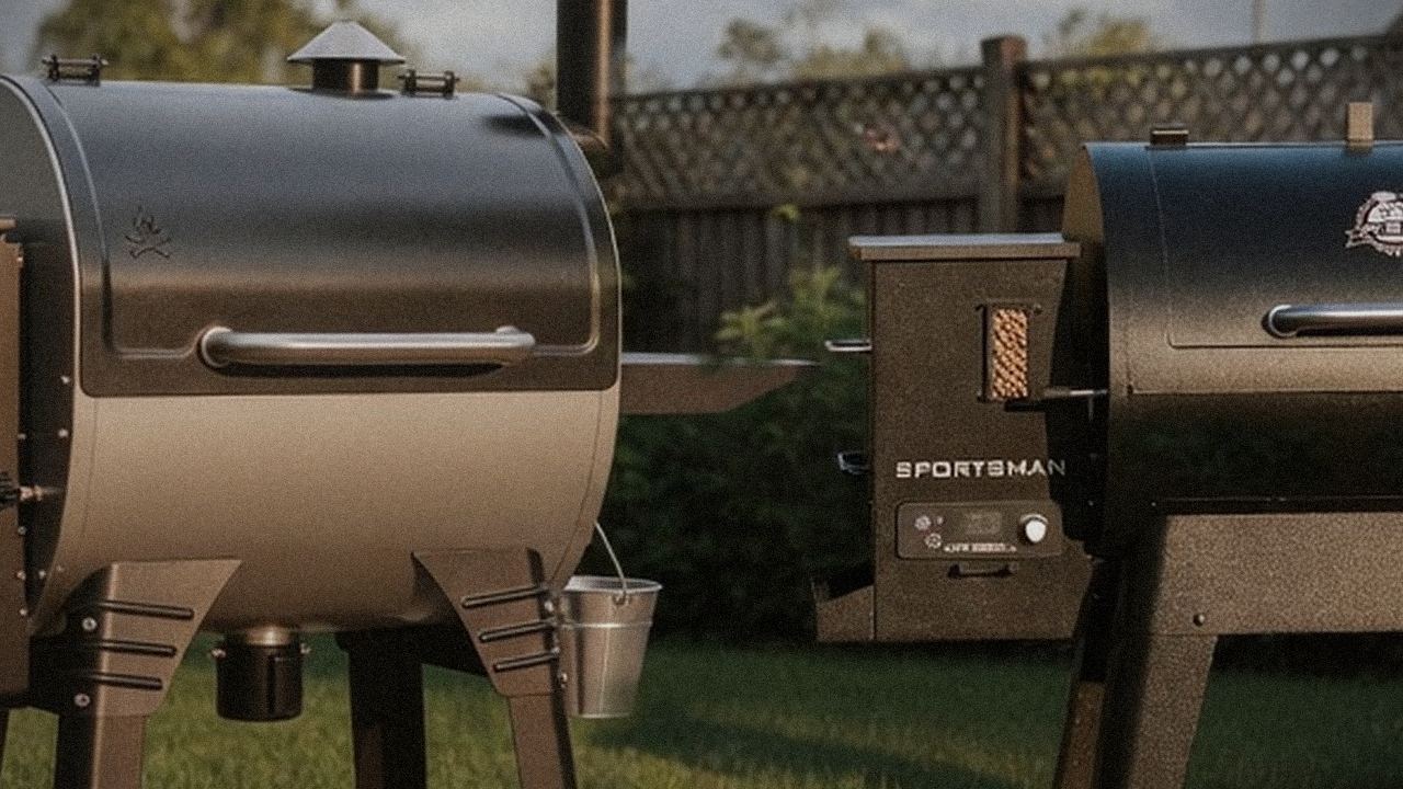 Camp Chef Woodwind WiFi 24 and Pit Boss Navigator 850 starting up, controllers lit