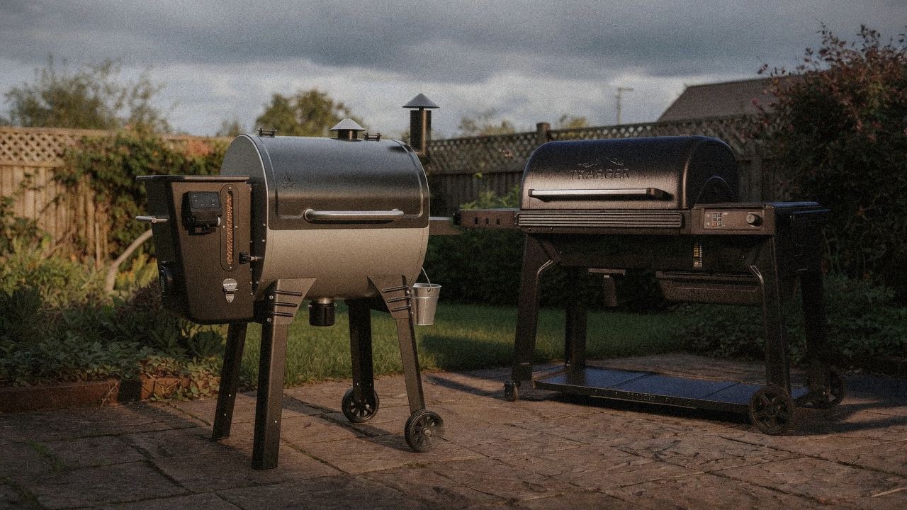 Morning patio with the Camp Chef Woodwind WiFi 24 and the Traeger Woodridge Pro, unboxing-day mood