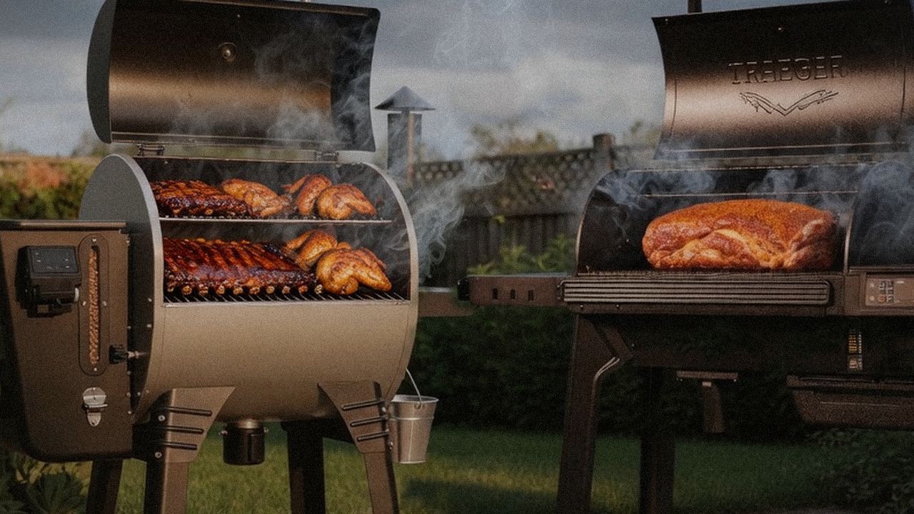 Searing and grate view: Camp Chef Woodwind Pro WiFi 24 next to Traeger Pro 780
