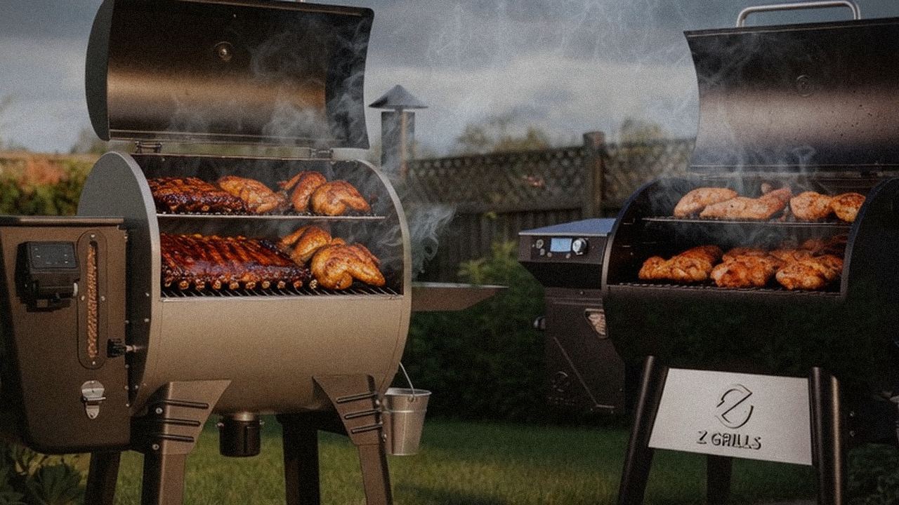Searing and grate view: Camp Chef Woodwind Pro WiFi 24 next to Z Grills 700 Series (ZPG-7002)
