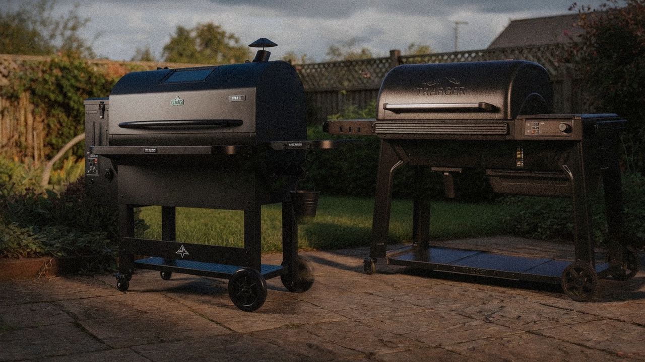 Green Mountain Grills Peak standing next to Traeger Ironwood, showing the size and price-tier gap