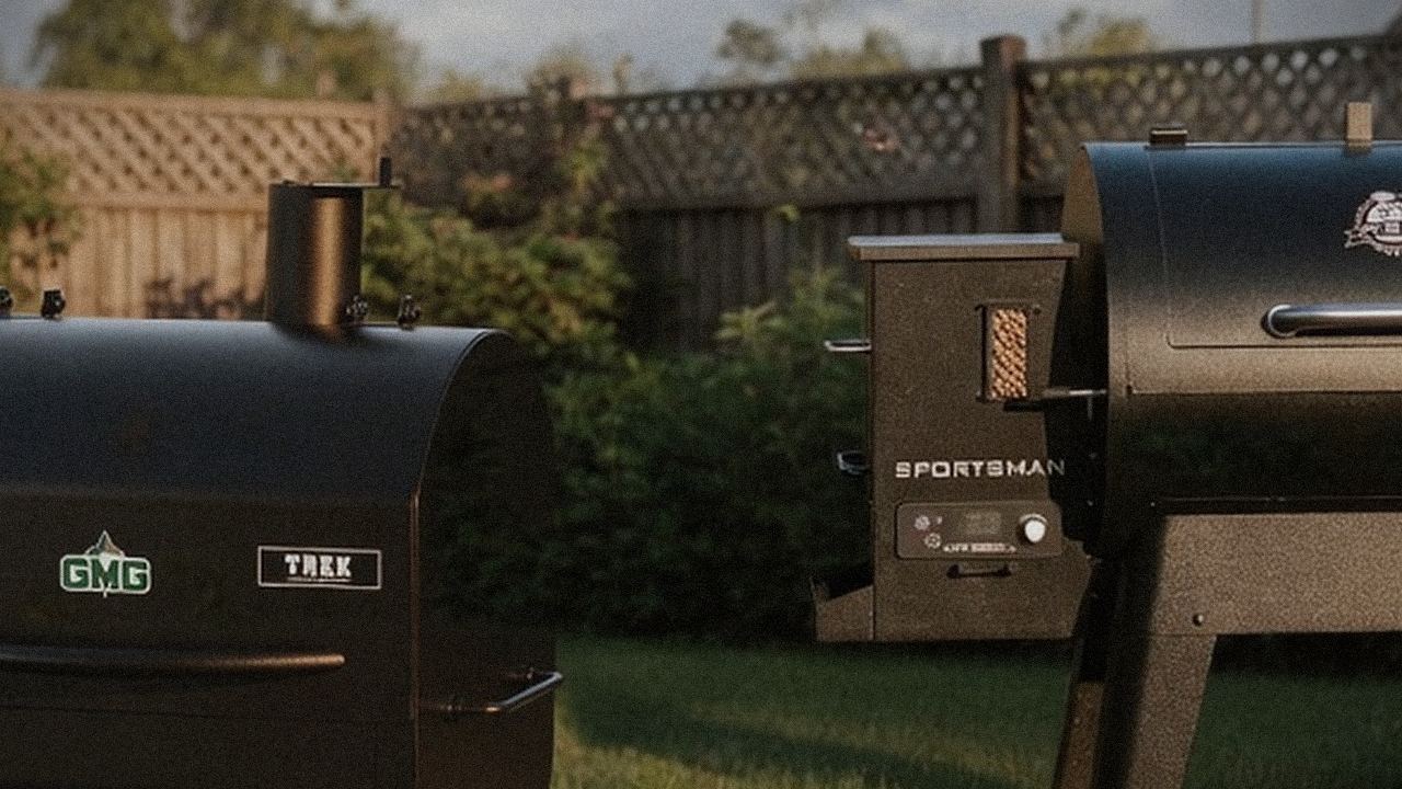 Green Mountain Grills Trek and Pit Boss Sportsman starting up, controllers lit