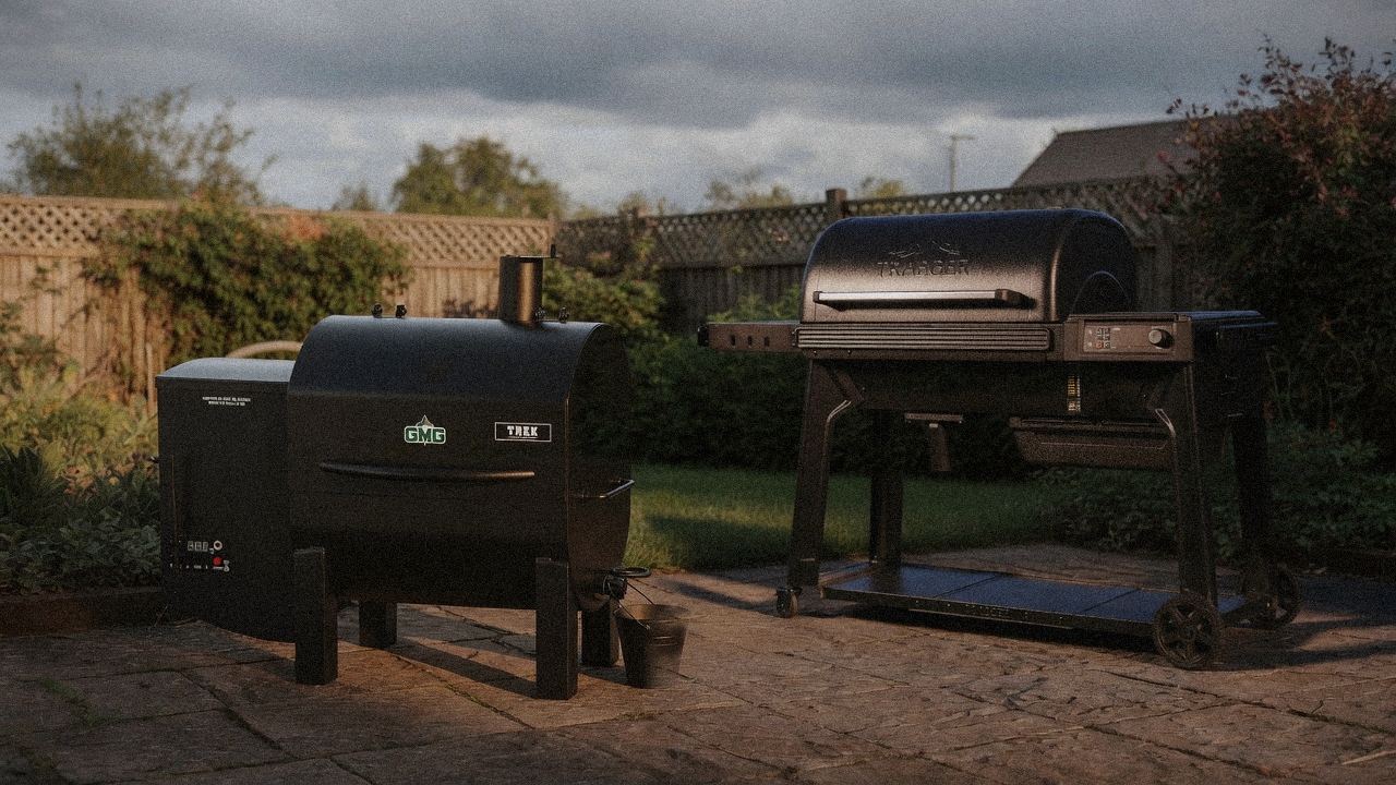 Morning patio with the Green Mountain Grills Trek and the Traeger Pro 780, unboxing-day mood