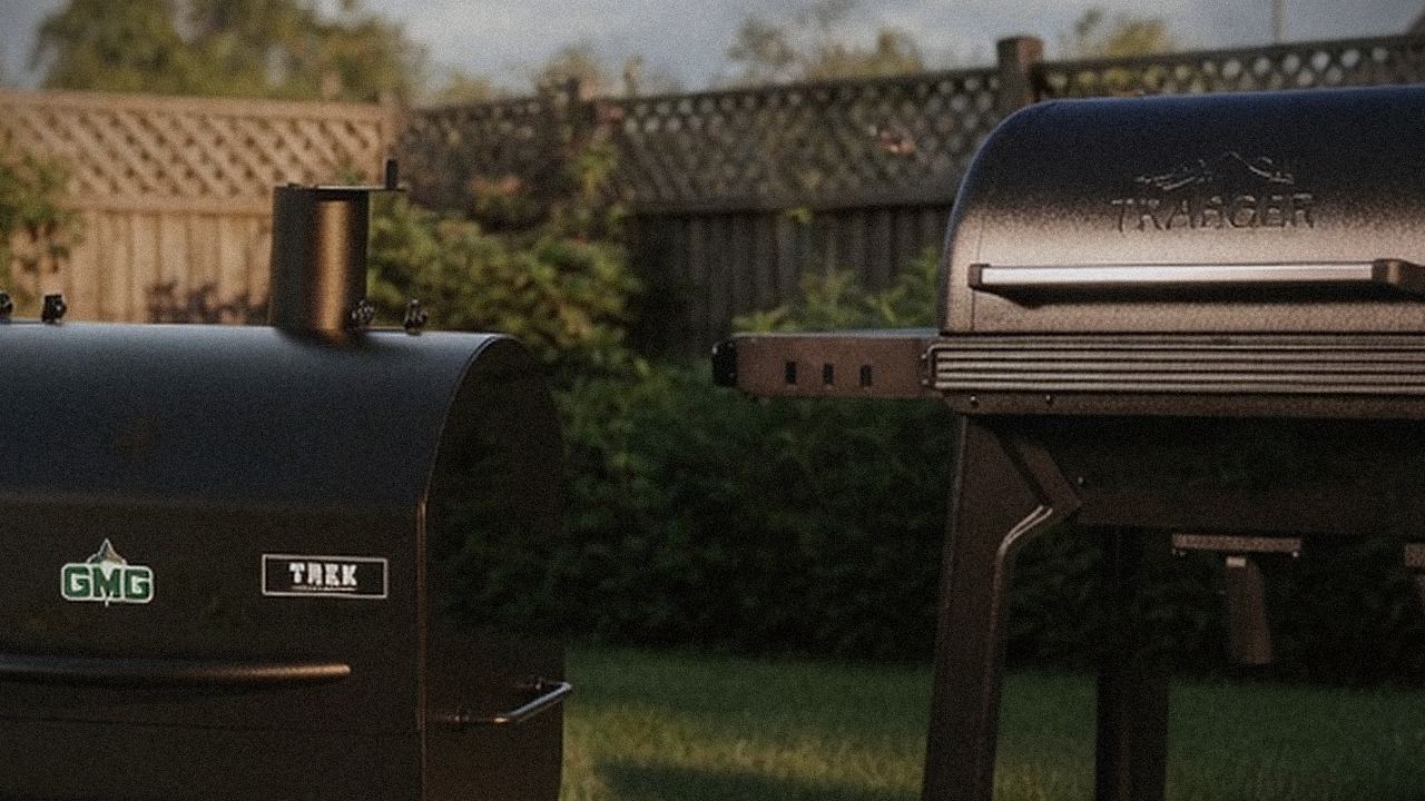 Green Mountain Grills Trek and Traeger Pro 780 starting up, controllers lit