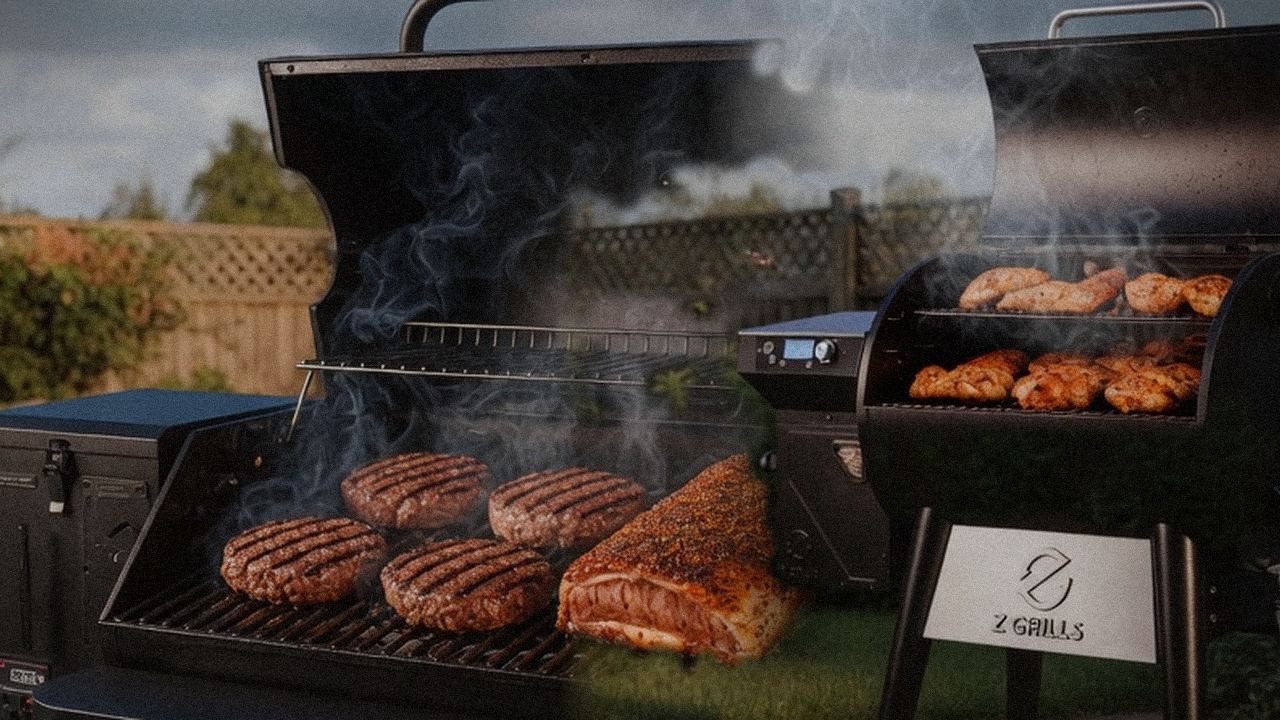 GMG Peak Prime 2.0 versus Z Grills 700 Series on a dusk patio