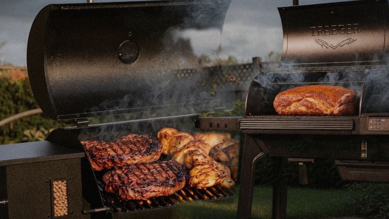 Searing and grate view: Pit Boss Navigator 850 next to Traeger Ironwood