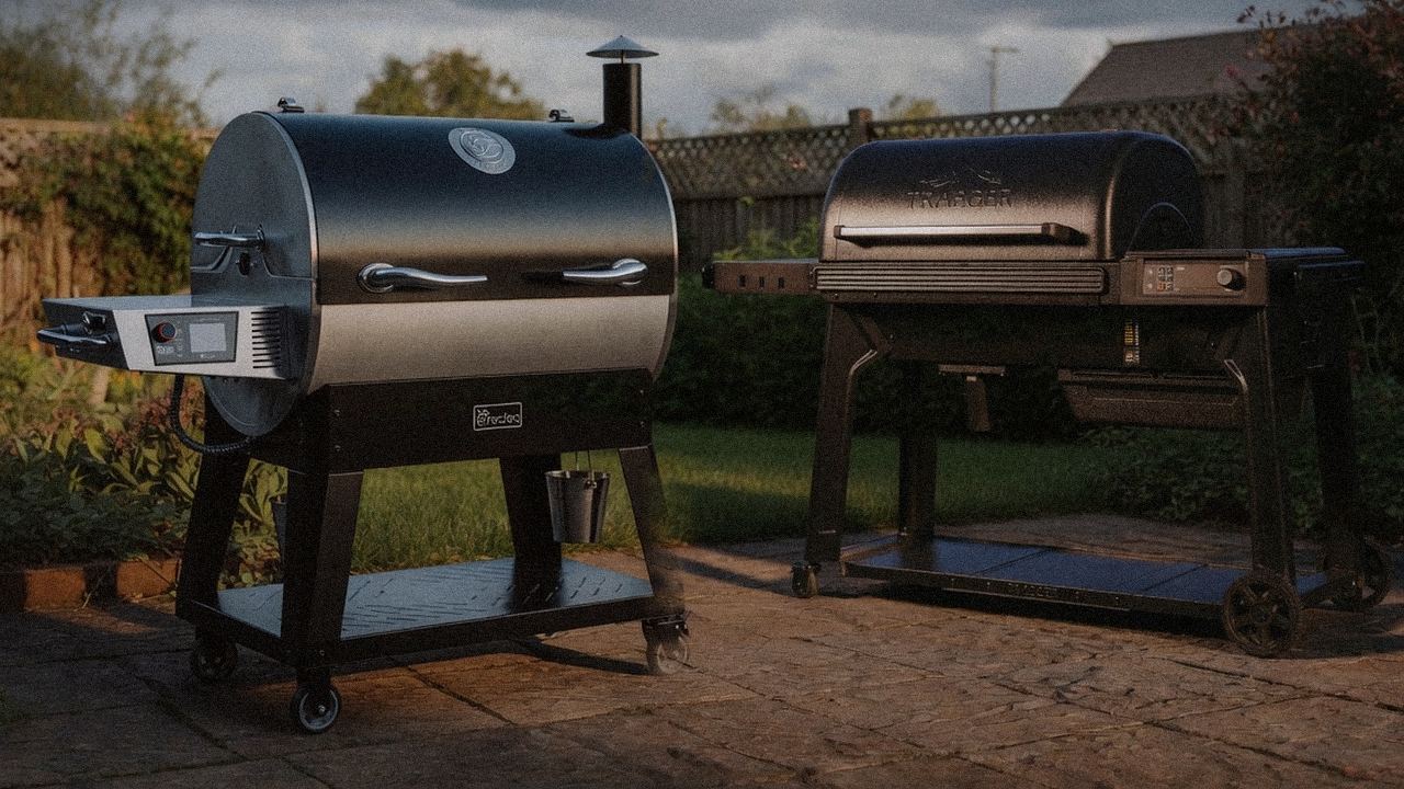 recteq Flagship 1600 standing next to Traeger Pro 780, showing the size and price-tier gap