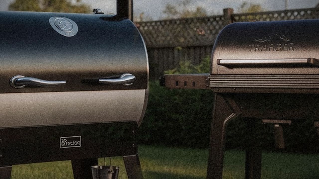 recteq Flagship 1600 and Traeger Woodridge Pro starting up, controllers lit