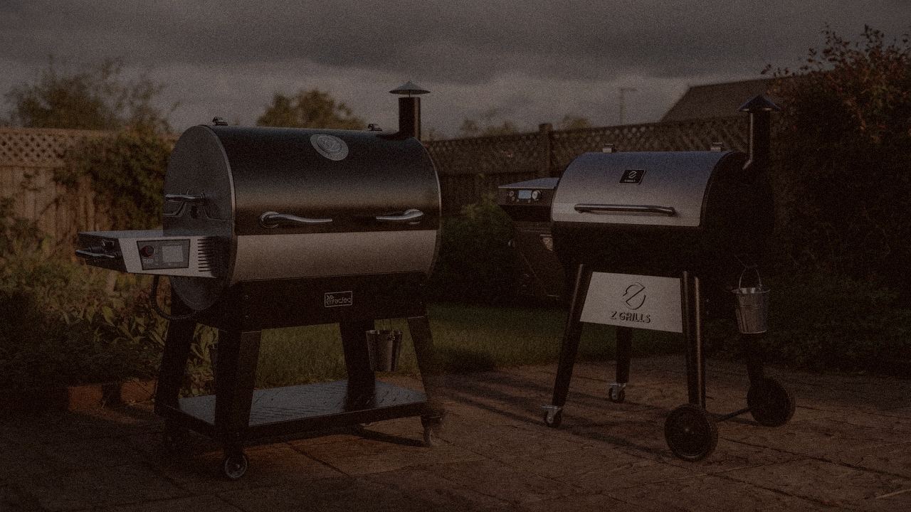 recteq Flagship 1600 beside Z Grills 700 Series, official product photography on a dark steel panel