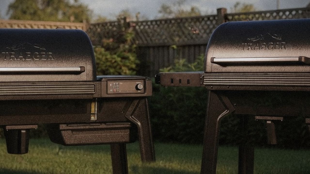 Traeger Ironwood and Traeger Pro 780 starting up, controllers lit