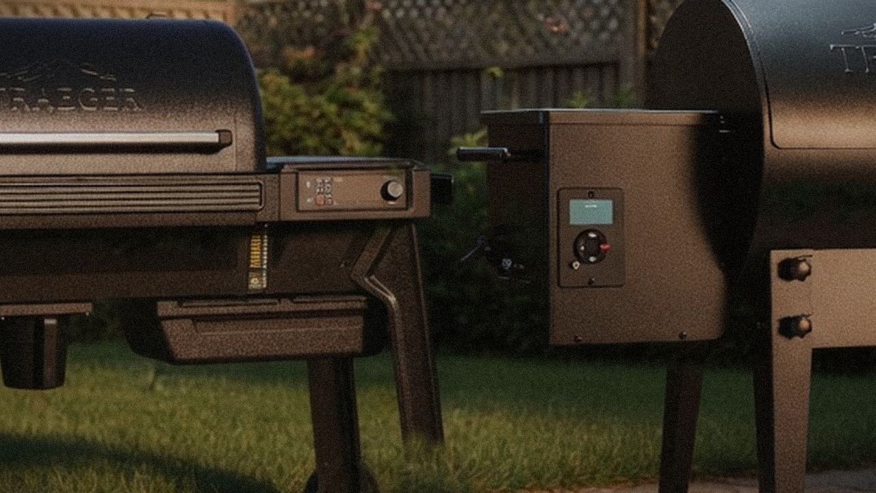 Close comparison of the Traeger Ironwood controller next to the Traeger Tailgater 20 controller