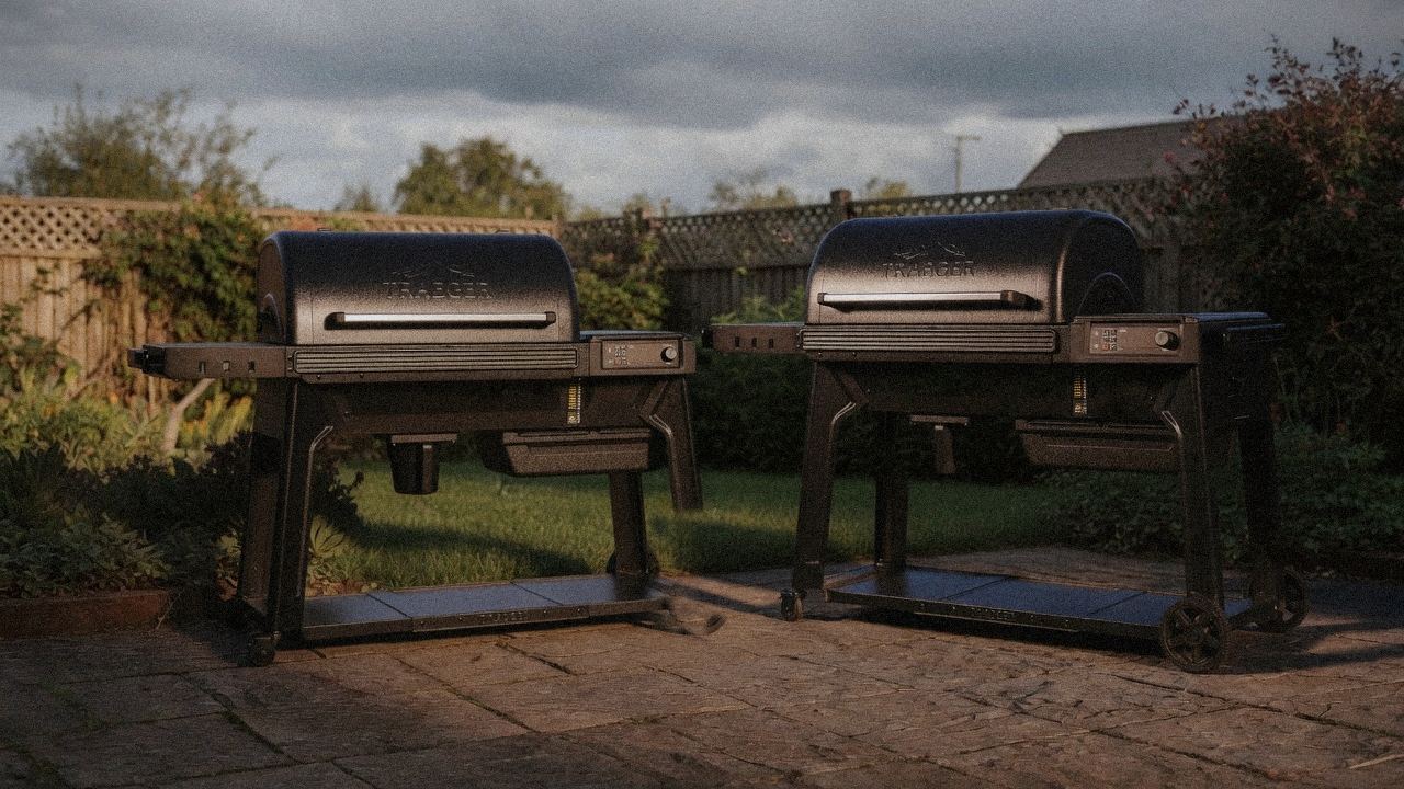 Morning patio with the Traeger Timberline and the Traeger Woodridge Pro, unboxing-day mood